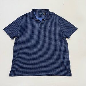 Polo Ralph Lauren Classic Fit Polo Shirt All Over Print Pony Logo Dark Blue XL